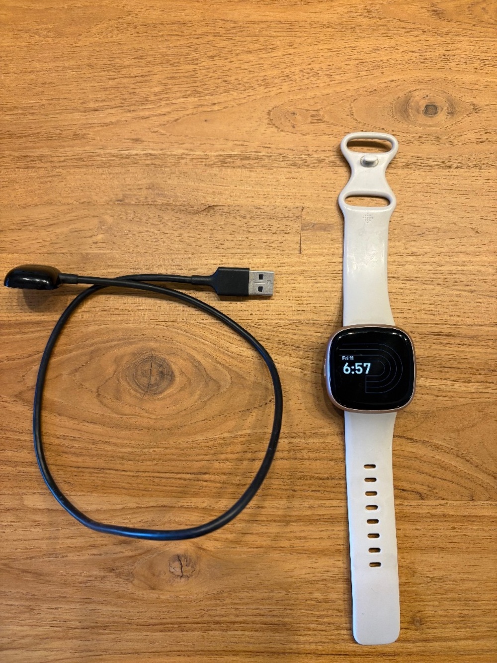 Fitbit Sense Smartwatch Lunar White/Soft Gold Stainless Steel – Charger Included